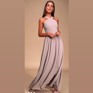 Lulus Air of Romance Taupe Maxi Dress